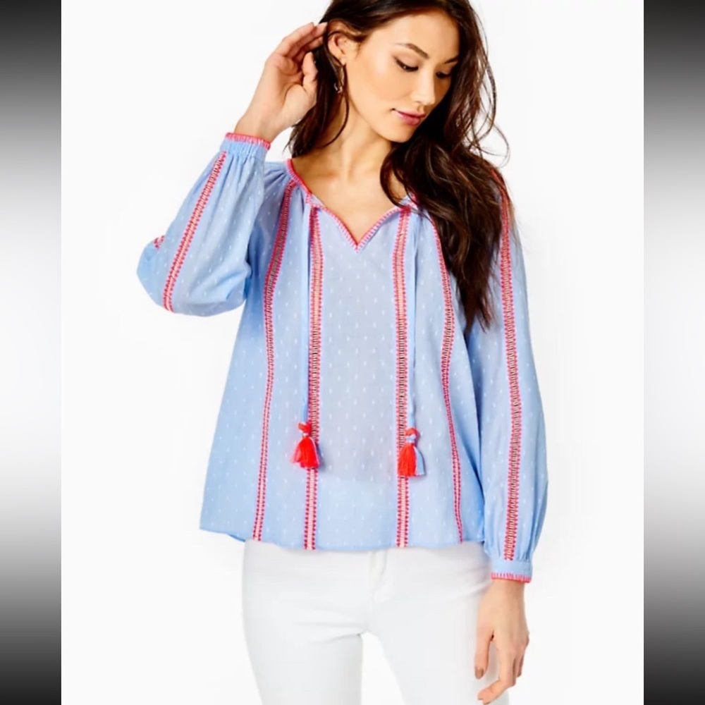 Lilly Pulitzer Mardi Long Sleeve Chambray Top